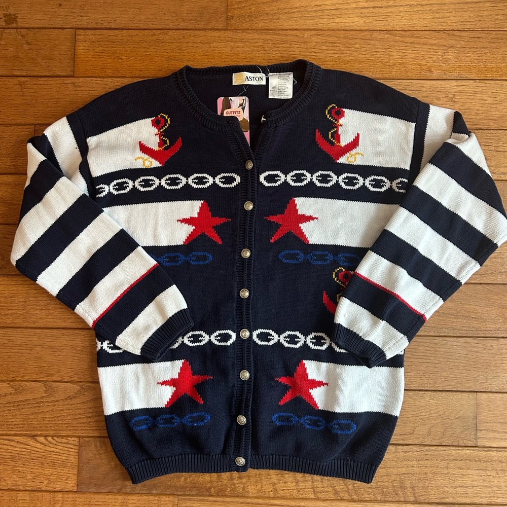 Nautical knit vintage cardigan